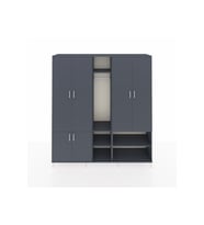 Hyperion Dolap 15 Raflı 5 Kapaklı Tek Askılı 220x44x243 Antrasit-Antrasit/Antrasit