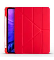 Apple iPad Air 10.9 2022 (5.Nesil) Kılıf Kalem Bölmeli Standlı Smart Cover (Kırmızı)
