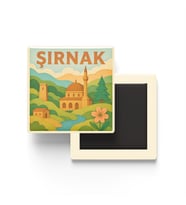 Şırnak - Memleket Temalı - Paper Cut Art - Baskılı Buzdolap Magneti Kare - 9x9 cm