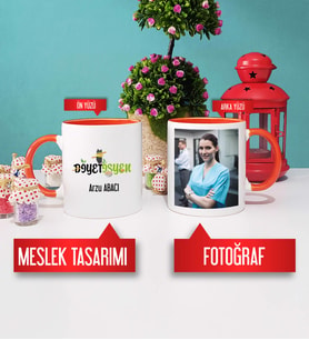 Diyetisyene Hediye Diyetisyen Kupa Bardak Turuncu Fotoğraflı