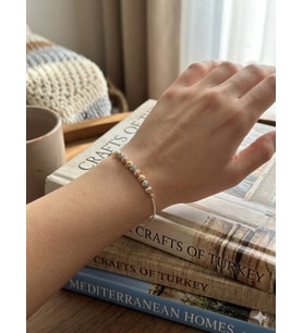 Gold Gümüş Rose Dorika Bileklik , Minimal Dorika Top Bileklik (Altın-Gümüş)