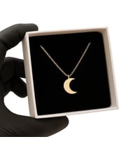 Kişiye Özel 925 Ayar Gümüş Şık Hilal Kolye (Gold)