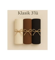 Penye Pamuksu Şal Klasik 3 lü Set (Krem)
