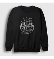 Presmono Unisex Siyah Night Camper Kamp Sweatshirt 372331tt