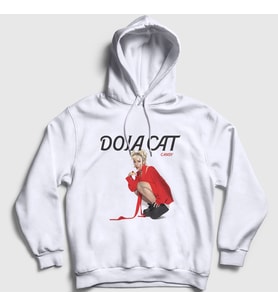 Presmono Unisex Beyaz Candy Müzik Doja Cat Kapüşonlu Sweatshirt 489510tt