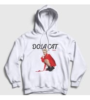 Presmono Unisex Beyaz Candy Müzik Doja Cat Kapüşonlu Sweatshirt 489510tt