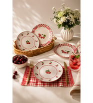 Keramika Plaid Cherry Pasta Tabağı 20 Cm 4 Adet 23766-74