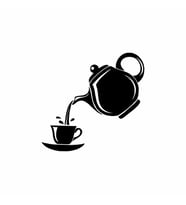 Demlikten Dökülen Çay Duvar Sticker Siyah 20X20 cm