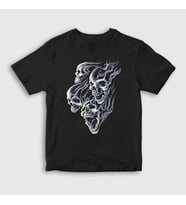 Presmono Unisex Çocuk Siyah Smoke Skulls Duman Kurukafalar T-Shirt 424848tt