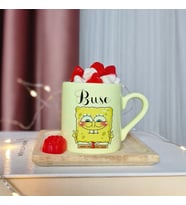 Sünger Bob Tasarımlı Kişiye Özel Sarı Türk Kahvesi Fincanı