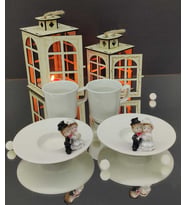 Gelin Damat Porselen Kahve Fincanı 2li Set (Tatlı Beyaz)