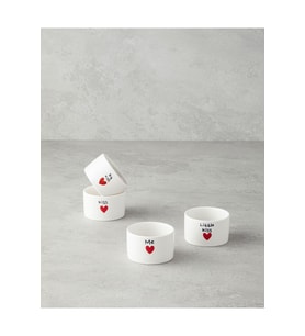 Lovely Stoneware 4'lü Çerezlik 6,5 cm Kırmızı