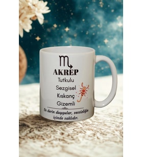 Akrep Burcu Temalı Burç Bardağı Kupa (Beyaz)