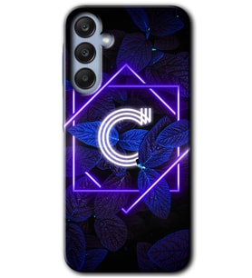Galaxy A25 Kılıf HD Desen Baskılı Kılıf - Dark Neon Yaprak C Harfi