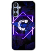 Galaxy A25 Kılıf HD Desen Baskılı Kılıf - Dark Neon Yaprak C Harfi