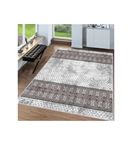 Rovigo Home Dijital Baskı Yıkanabilir Kaymaz Taban Salon Halısı RVG0064-SM19 (Gri)