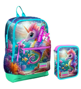Coral High Su Yeşili Denizatı Kız Çocuk Okul Çantası ve Organizer Kalemlik Seti 23772 11144