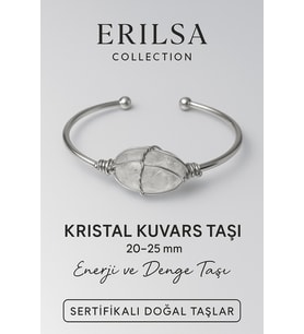Sertifikalı Doğal Kristal Kuvars Taşı Gümüş Kaplama Ayarlanabilir Bileklik – Saflık ve Enerji