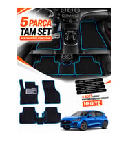 e-biz FORD FOCUS 4-HATCHBACK (2019-2026) Uyumlu EVA Oto Paspas Metal Topukluklu Havuzlu Siyah-Turkuaz