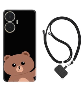 Realme C55 Kılıf Resimli Boyun Askılı İpli Desenli Silikon Series Hello Bear 1905