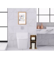 BK Home Doğal Masif Ahşap Tuvalet Kağıtlığı ve Dekoratif Retro Ahşap Tablo Seti-11 (Beyaz)