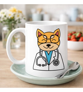 Northcity Doktor Kedi Tasarımlı Porselen Kupa MODEL 174 – Sevimli Veteriner / Doktor Kedi Kahve Kupası – Kedi Severlere ve Sağlık Çalışanlarına Hediye