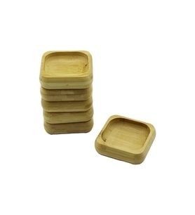 6 ADET 9X9CM KARE AHŞAP BAMBU ÇEREZLİK - LOKUMLUK KASE DERİNLİK: 1.8CM (5680)