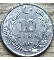 10 lira 1987 yılı koleksiyon madeni para