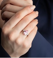 925 Ayar Gümüş Pembe Damla Taşlı Yüzük