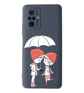 Xiaomi Redmi Note 10 Pro Uyumlu Lansman Kılıf Aşk Tasarımlı İçi Kadife Kapak-Petrol Mavisi (Şeffaf)