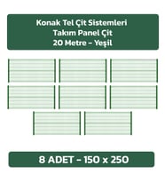 KONAK TEL ÇİT SİSTEMLERİ 8 ADET TAKIM PANEL ÇİT (8 ADET 150 CM X 250 CM PANEL ÇİT VE 8 ADET PANEL ÇİT DİREĞİ 150 CM) (Yeşil)+ AKSESURLAR DAHİLDİR