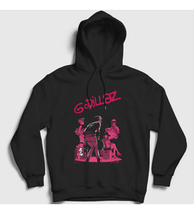 Presmono Unisex Siyah Stage Gorillaz Kapüşonlu Sweatshirt 55042tt