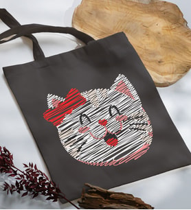 BK Gift Modern Art Tasarımlı Antrasit Kumaş Bez Çanta, Baskılı Omuz Çantası, Alışveriş Çantası, Anneye Hediye-4