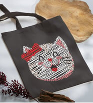 BK Gift Modern Art Tasarımlı Antrasit Kumaş Bez Çanta, Baskılı Omuz Çantası, Alışveriş Çantası, Anneye Hediye-4