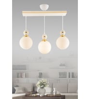 Berru 3 Lü Caka Beyaza Gold Glop Camlı Lüks Salon Avizesi