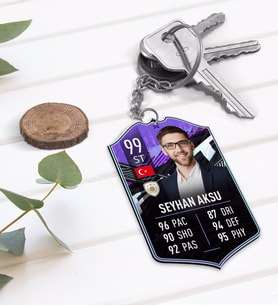 BK Gift Kişiye Özel Ahşap Anahtarlık Futbolcu Kartı-9