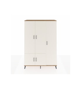 Hyperion Dolap 7 Raflı 5 Kapaklı Tek Askılı 132x44x195 Çam-Aytaşı/Çam