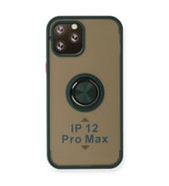Apple İphone 12 Pro Max Kılıf Montreal Yüzüklü Silikon Kapak - Yeşil