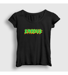 Presmono Kadın Siyah Logo Exodus T-Shirt 146830tt