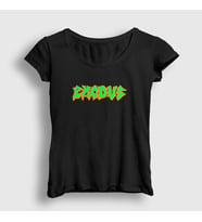 Presmono Kadın Siyah Logo Exodus T-Shirt 146830tt