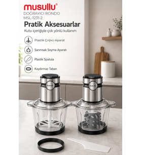 Musullu MSL-1231-2 Meat Max 2+2 Litre Geniş Hazneli Doğrayıcı Rondo