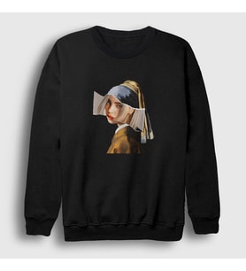 Presmono Unisex Siyah Vermeer V2 Billie Eilish Sweatshirt 155087tt
