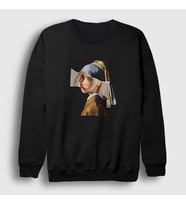 Presmono Unisex Siyah Vermeer V2 Billie Eilish Sweatshirt 155087tt