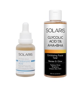 Solaris Hyaluronik Asit - B5 Nemlendirici Serum 30 ml Ve Gözenek Sıkılaştırıcı Aha Bha Glikolik Asit Tonik