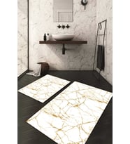 Dijital Baskılı Kaymaz Taban Yıkanabilir 2'li Klozet Takımı Banyo Paspası NDKZ-HT-1173 (Gold)