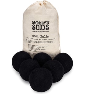 Suds Yün kurutma topları XL, premium organik kumaş yumuşatıcı, hipoalerjenik, elde dokunmuş, yeniden kullanılabilir, kuruma süresini kısaltır siyah, 6'lı set