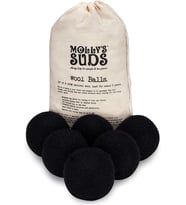 Suds Yün kurutma topları XL, premium organik kumaş yumuşatıcı, hipoalerjenik, elde dokunmuş, yeniden kullanılabilir, kuruma süresini kısaltır siyah, 6'lı set