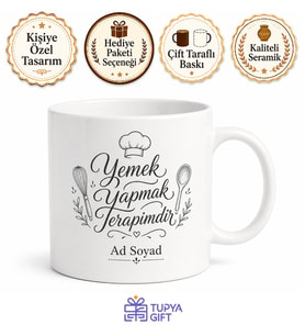 Cooking Is My Therapy Yazılı Yemek Yapmak Terapimdir Kupa Bardak Hediye