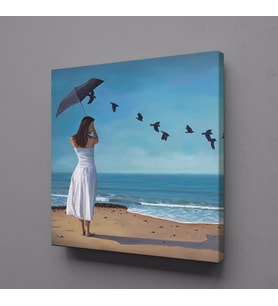 KADIN VE KUŞLAR KANVAS TABLO 90x90cm (Karışık)
