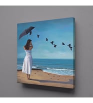 KADIN VE KUŞLAR KANVAS TABLO 90x90cm (Karışık)